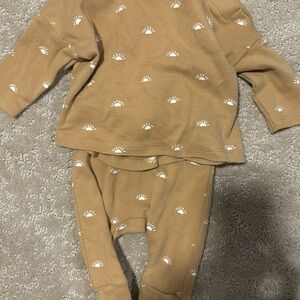 Tan Baby Outfit with White Sun Pattern